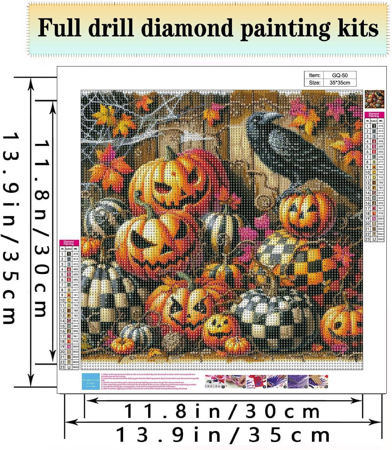 Thumbnail 1 de Diamond Art Kit for Adults, Pumpkin Design