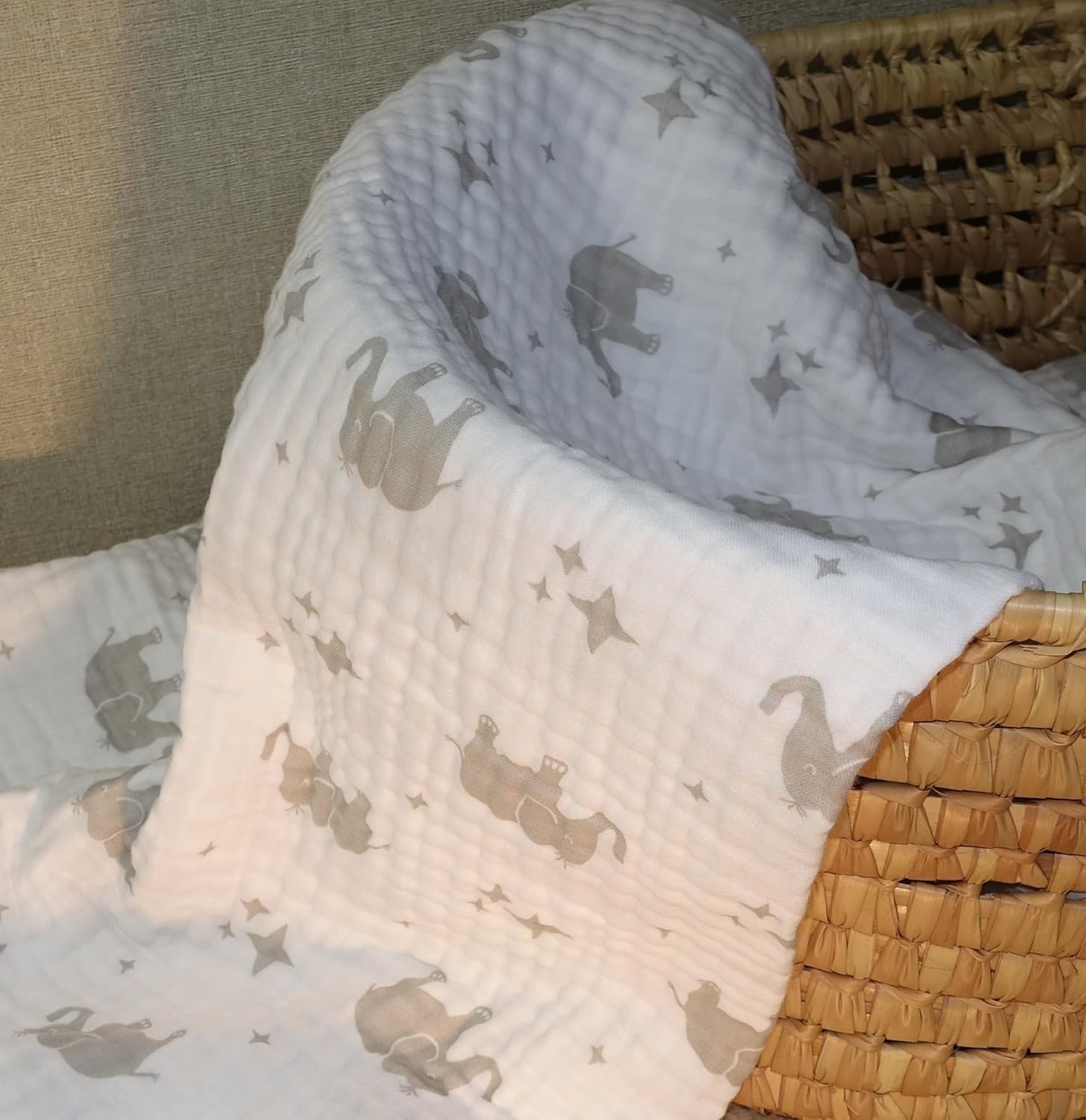 Thumbnail 2 de MuslinZ Muslin Cloths for Baby (Elephant) – 6 Pack Large 70x70cm Pure Cotton Squares