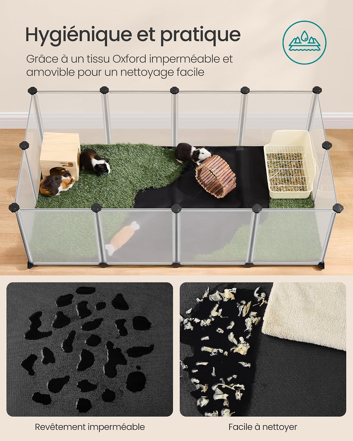 Detalle 2 de SONGMICS Enclos pour petits animaux 145 x 73 cm