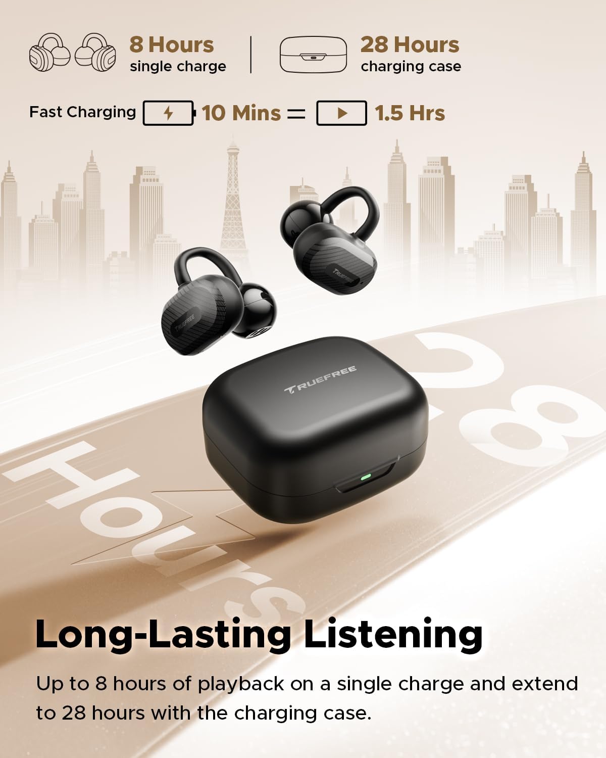 Thumbnail 5 de truefree C10 open‑ear earbuds 28H playtime