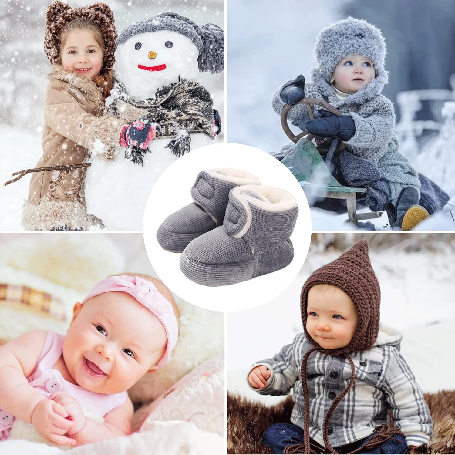 Thumbnail 6 de outfit spring Baby Winter Warm Fleece Bootie (0–18 Months) – Non-slip soft sole prewalker shoes with adjustable Velcro