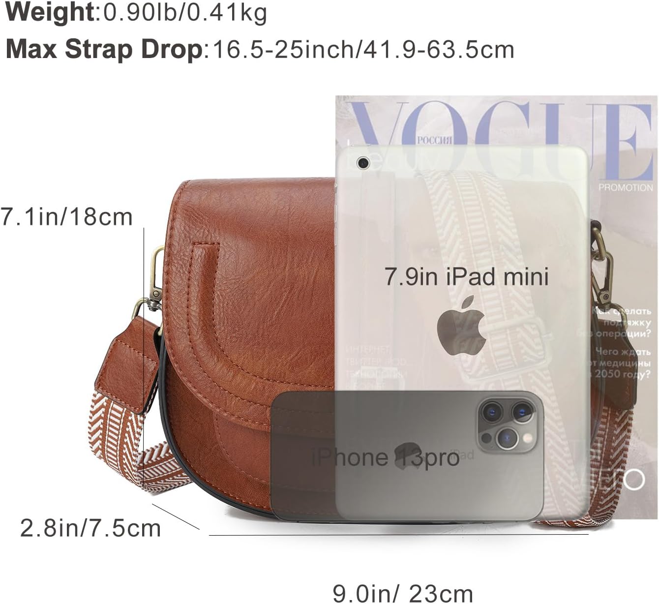 Detalle de AFKOMST vintage-style vegan leather crossbody bag for women (small satchel & shoulder bag)