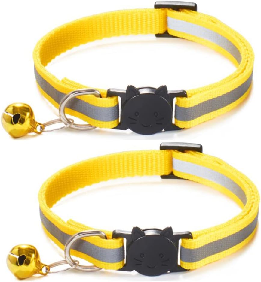 Detalle 1 de Qinao 2Pack Reflective Quick Release Cat Collars with Bell & Safety Release (Dark Pink)