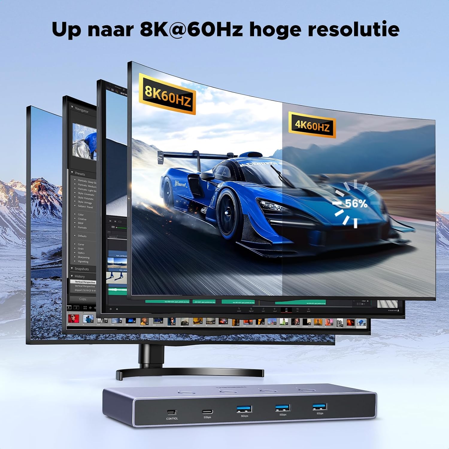 Detalle 2 de UGREEN HDMI 2.1 KVM-switch 4-in-1-uit met 8K 60 Hz en USB 3.0