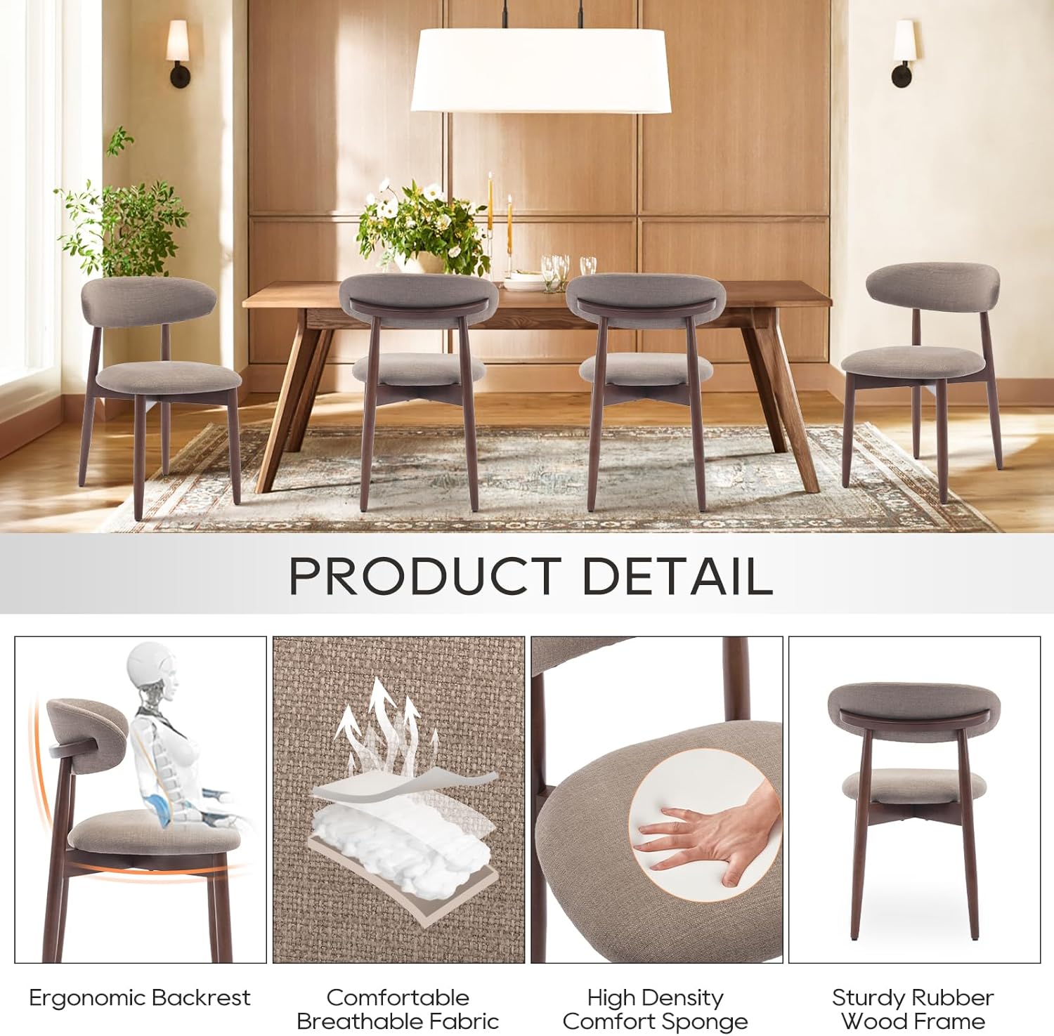Detalle 1 de COLAMY dining chairs set with 125 kg
