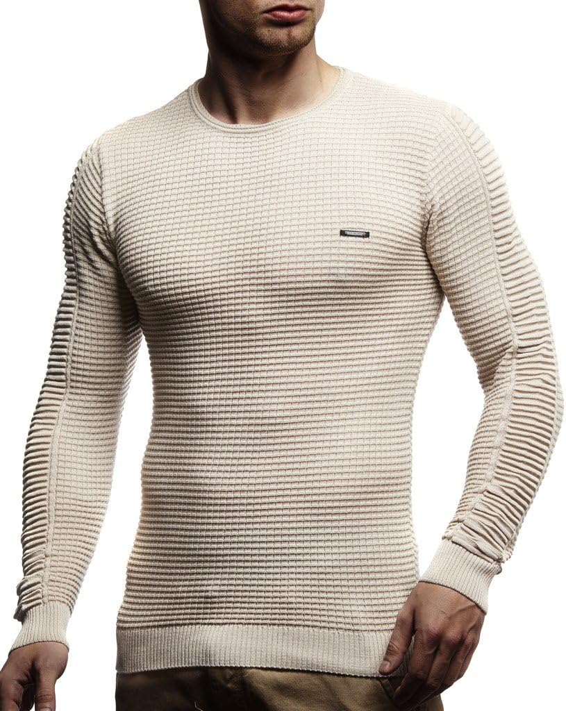 Detalle 2 de LEIF NELSON Pull en Tricot Fin avec Capuche LN1545 – Hell Beige, XXL