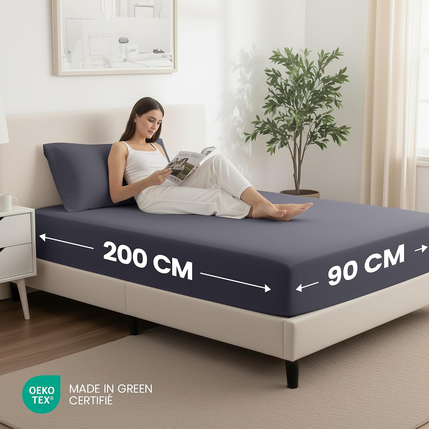 Thumbnail 1 de Utopia Bedding Drap Housse 90 x 200 cm
