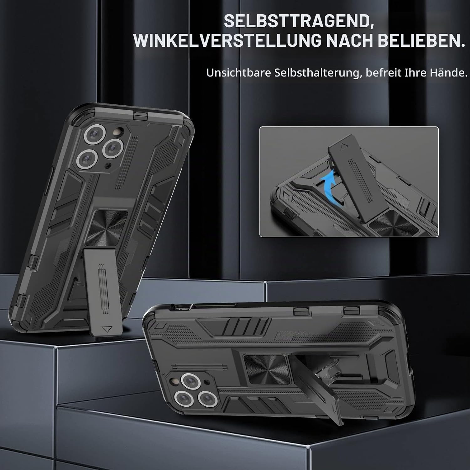 Thumbnail 1 de Btstring Hülle für iPhone 11 Pro mit Schutzfolie – robustes,Standfunktion-Case in Schwarz