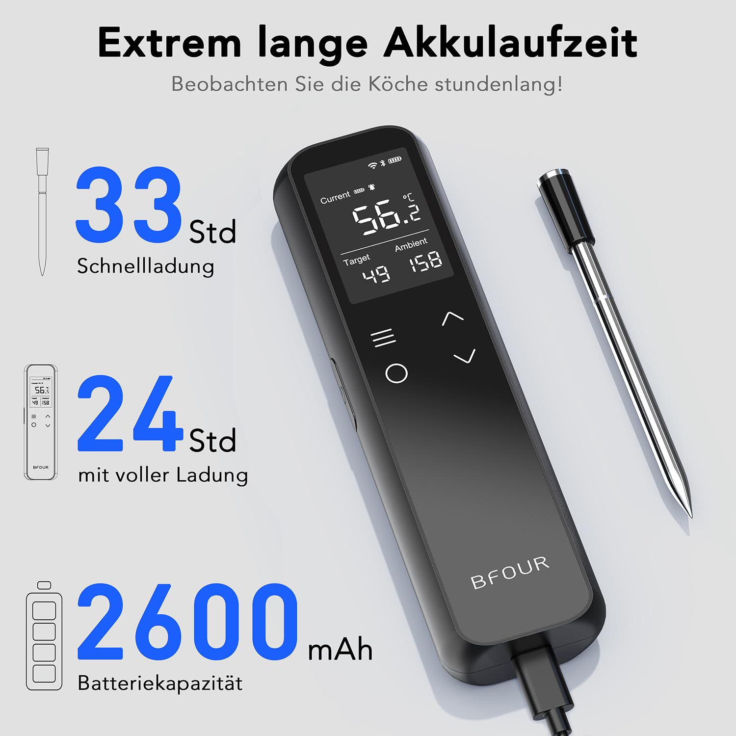 Detalle 2 de BFOUR WiFi Fleischthermometer mit ±0,5 °C
