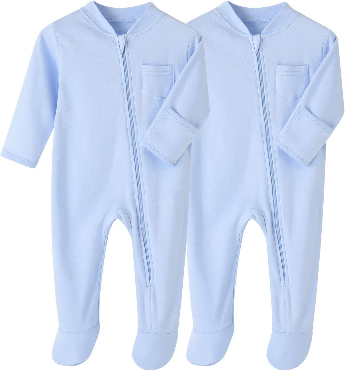 Thumbnail 6 de BINIDUCKLING Unisex Infant 2-Pack Zip-Up Baby Bodysuits: Cozy, Practical Quick-Change Rompers