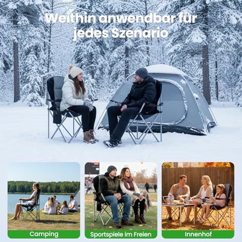 Thumbnail 3 de Meulbaty XXL Faltbarer Campingstuhl mit USB-Heizung, gepolstert – 182 kg Belastbarkeit