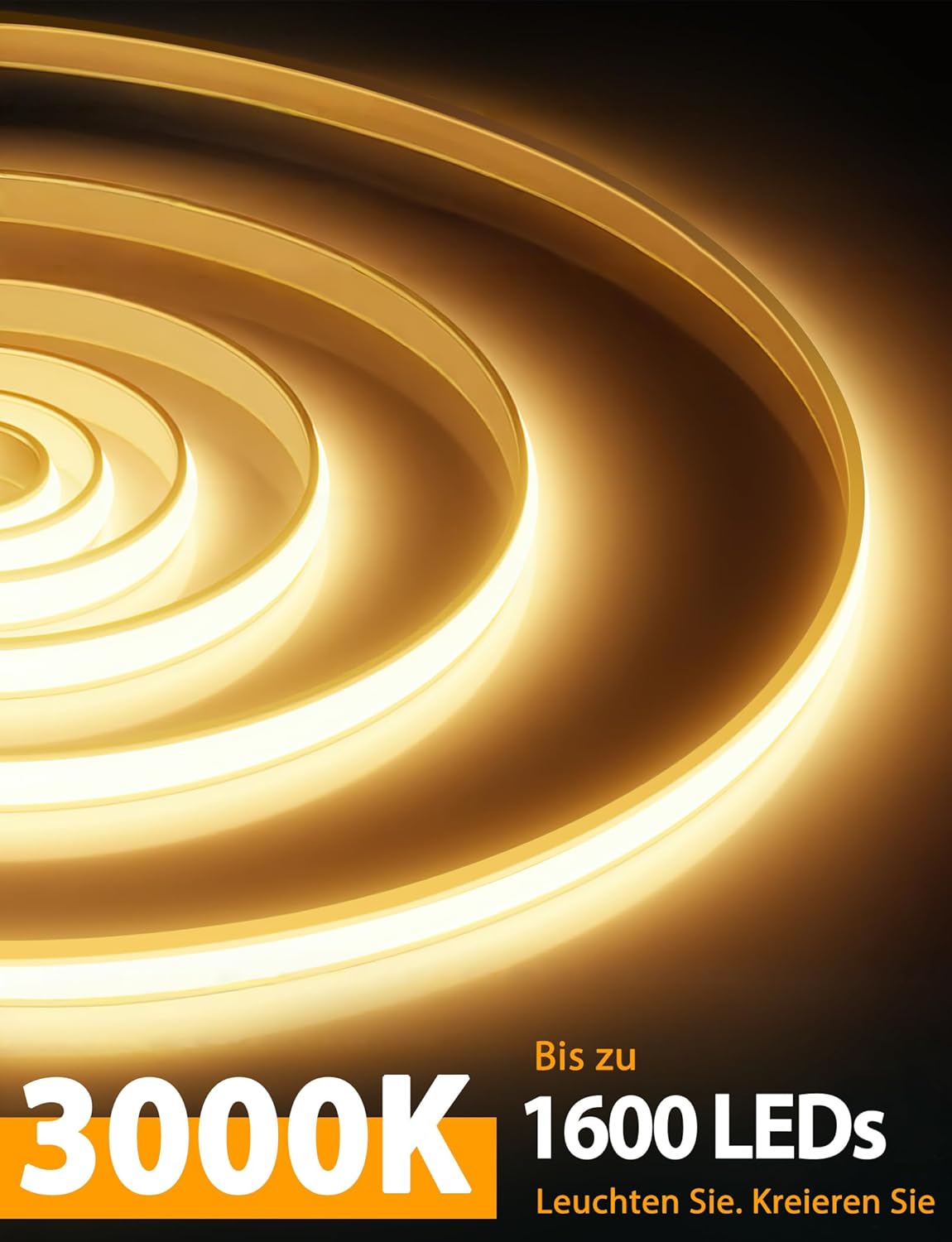 Detalle de Lamomo COB LED-Streifen warmweiß dimmbar 5 m mit Fernbedienung (IP65, 10 mm breit, CRI90+)
