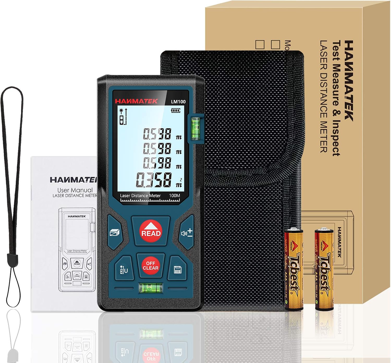Thumbnail 6 de HANMATEK LM100 Laser Distance Meter: 100m Range, 2 Bubble Levels & Pythagorean Mode