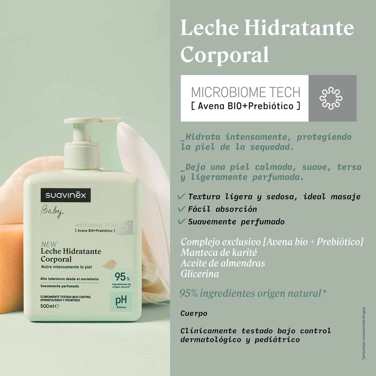 Detalle de Crema Hidratante Corporal Suavinex para Bebés y Recién Nacidos, 500 ml