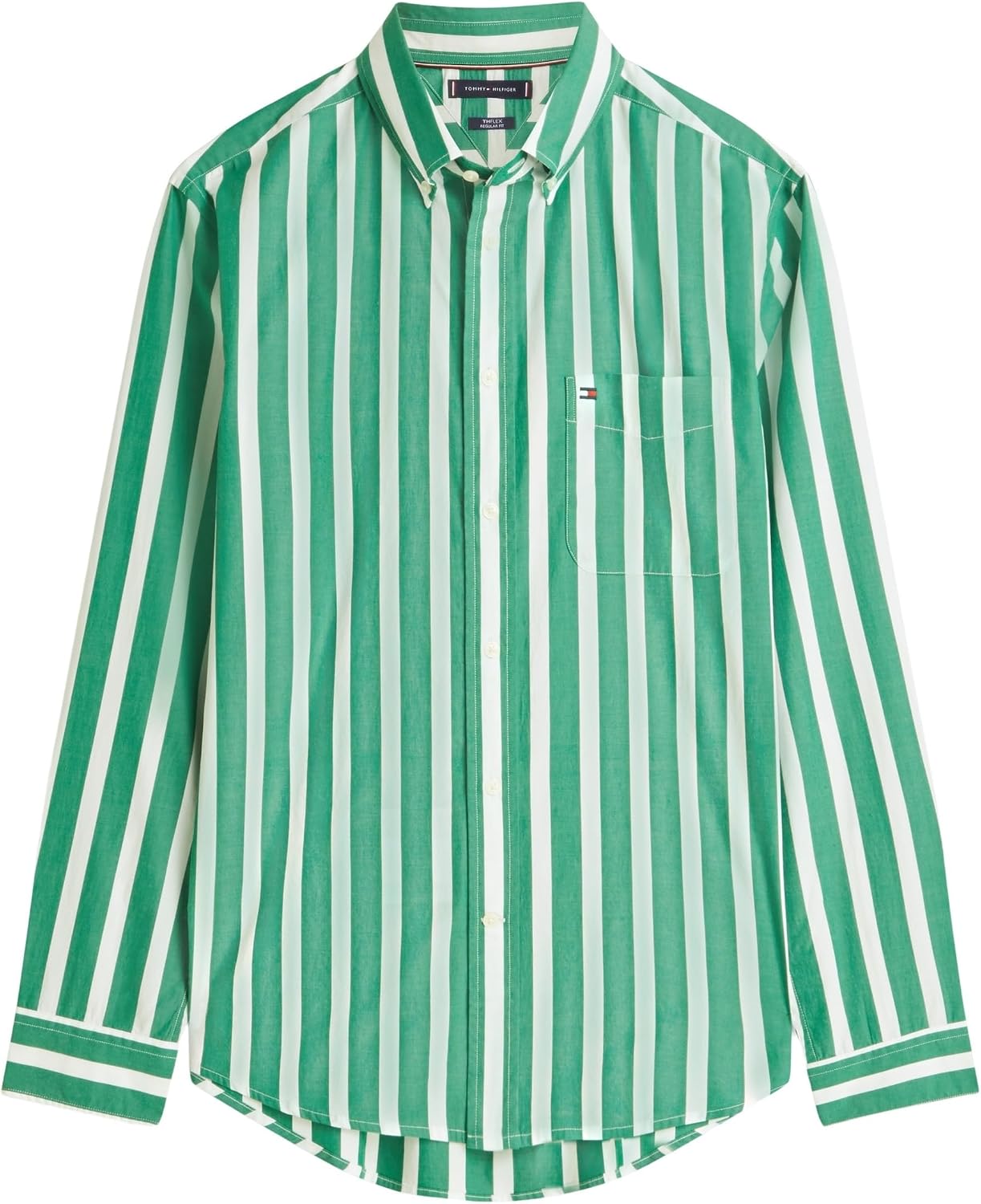 Detalle de Tommy Hilfiger Men's Flex Poplin Bold Stripe Shirt Mw0mw41715 L/S Shirt