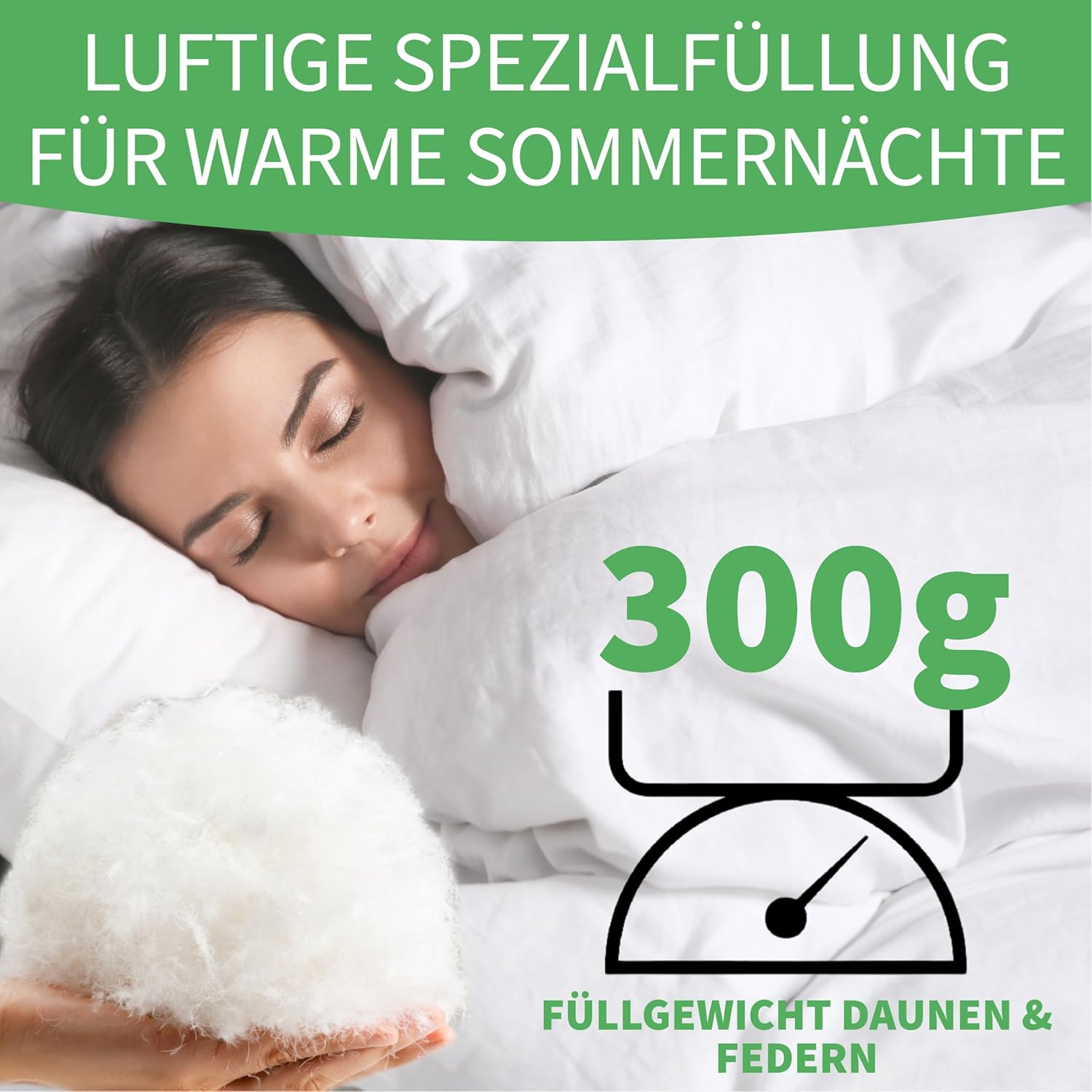 Thumbnail 1 de Welldora Komfort Bettdecke 135x200 Sommer – luftige Daunendecke, hypoallergen, Tierwohl-zertifiziert