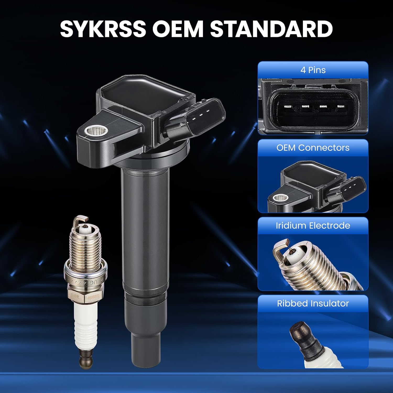 Detalle de SYKRSS UF230 & 4504 Kit: 8 Ignition Coils & 8 Iridium Spark Plugs for Toyota/Lexus V8 (4.3L & 4.7L)