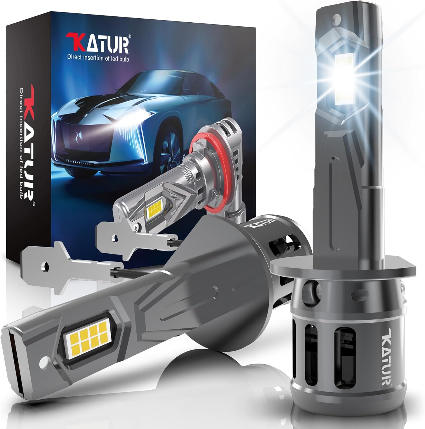 Detalle de KATUR H1 LED per fari auto Canbus 80W 16.000LM 6000K plug & play (2 pezzi)
