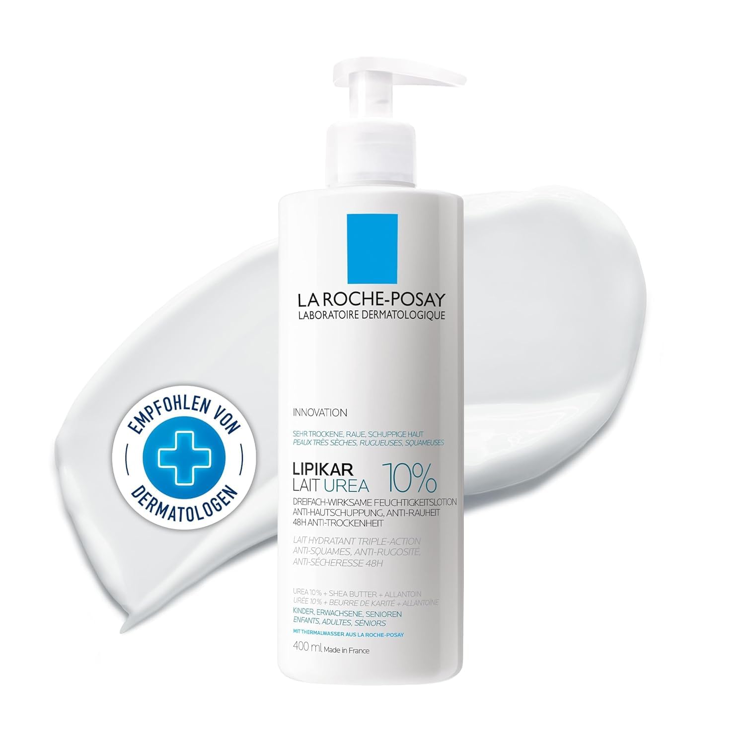 Detalle 2 de La Roche Posay Lipikar Lait Urea 10% – Feuchtigkeitsspendende Körperlotion für sehr trockene Haut (400 ml)