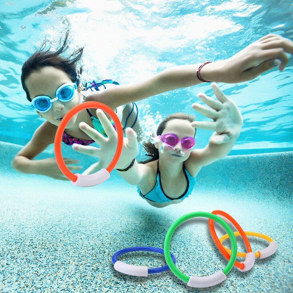Detalle 2 de Xndryan Diving Pool Toys set for kids: sinkies, torpedo bandits, diving rings and sticks (backpack included)