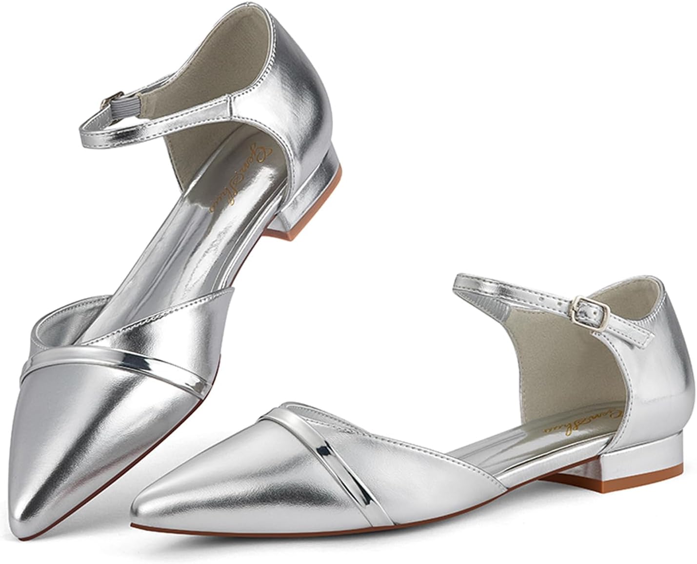 Thumbnail 3 de GENSHUO Women Shoes Ballet Flats Pumps with Low Heel and Ankle Buckle