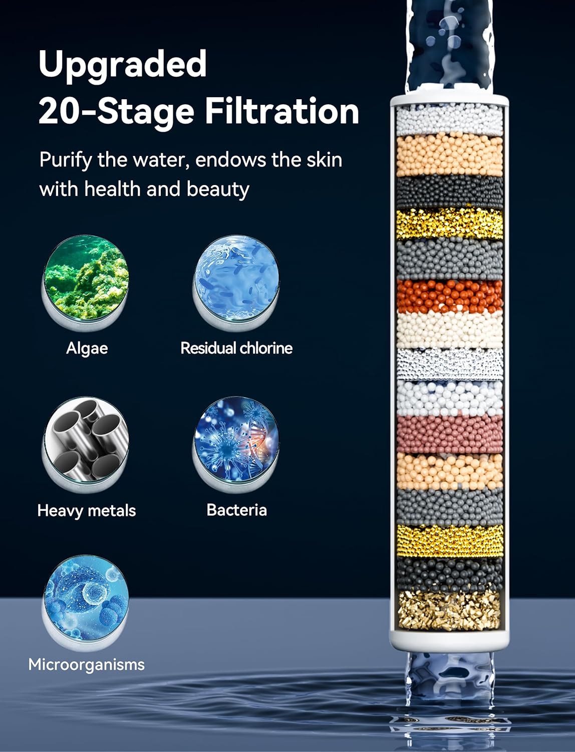 Thumbnail 1 de Magichome Alcachofa de ducha con piedras minerales y 5 chorros 🚿