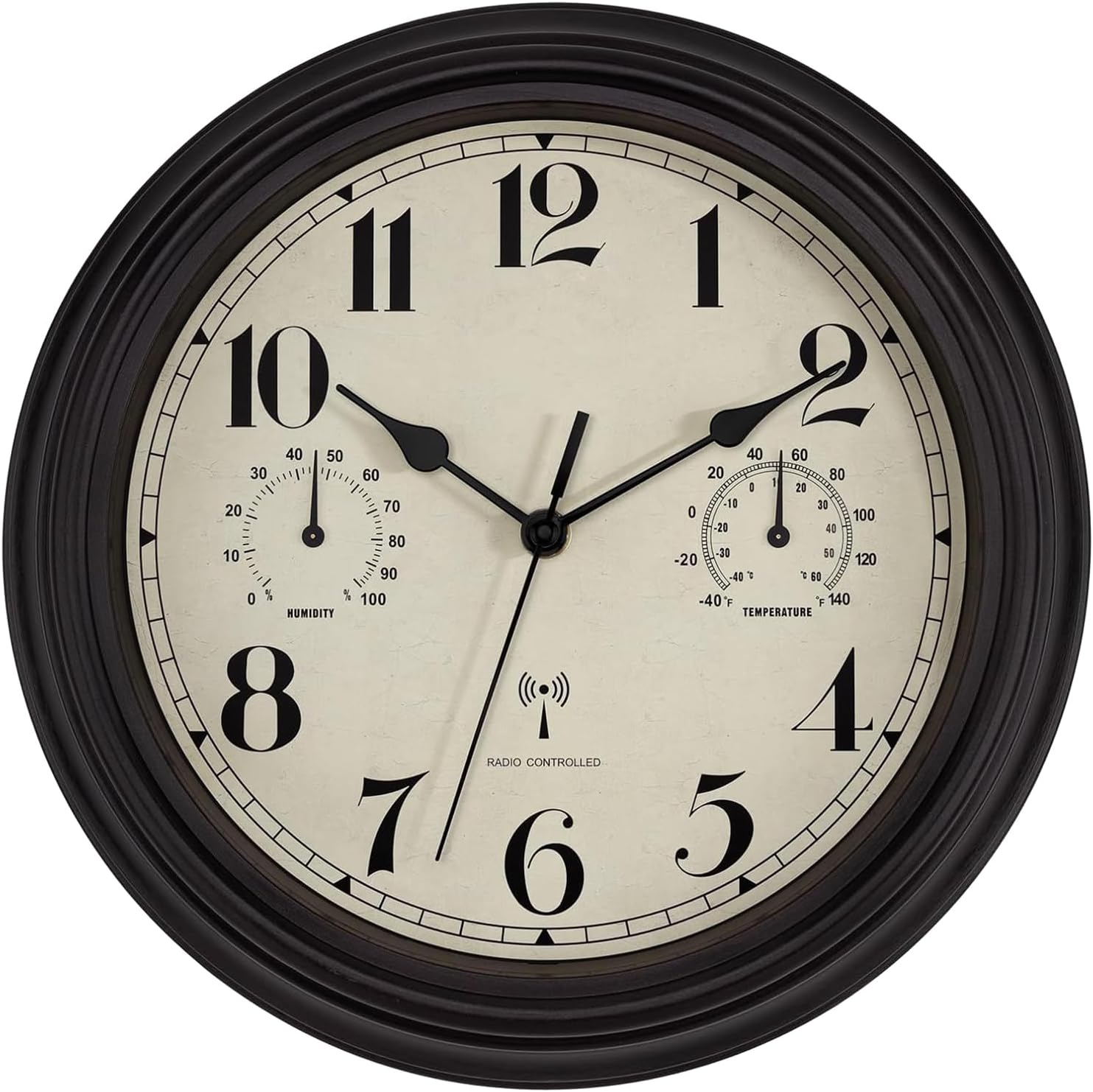 Detalle de Foxtop radiogestuurde wandklok van 30 cm met thermometer en hygrometer