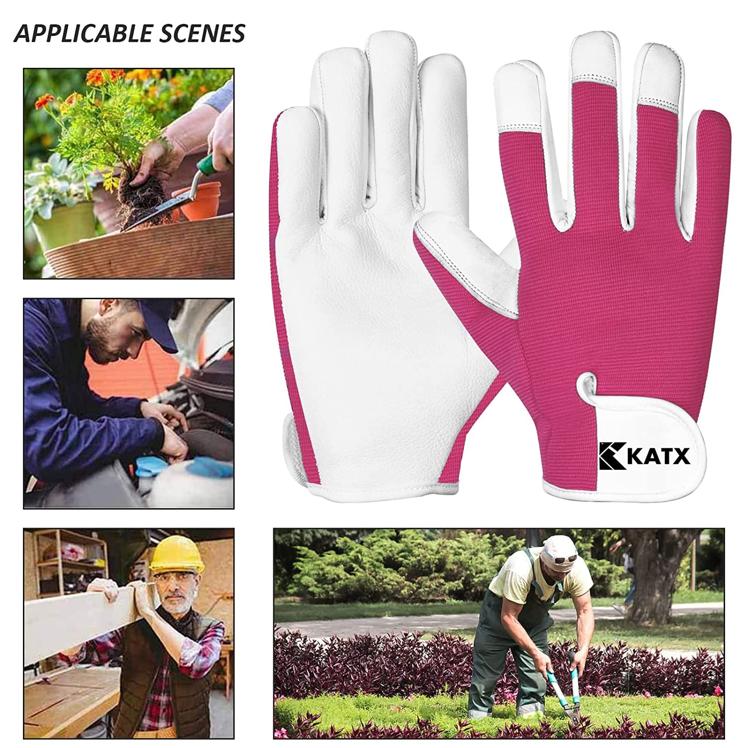 Thumbnail 4 de Katx Leather Gardening Gloves Small Pink
