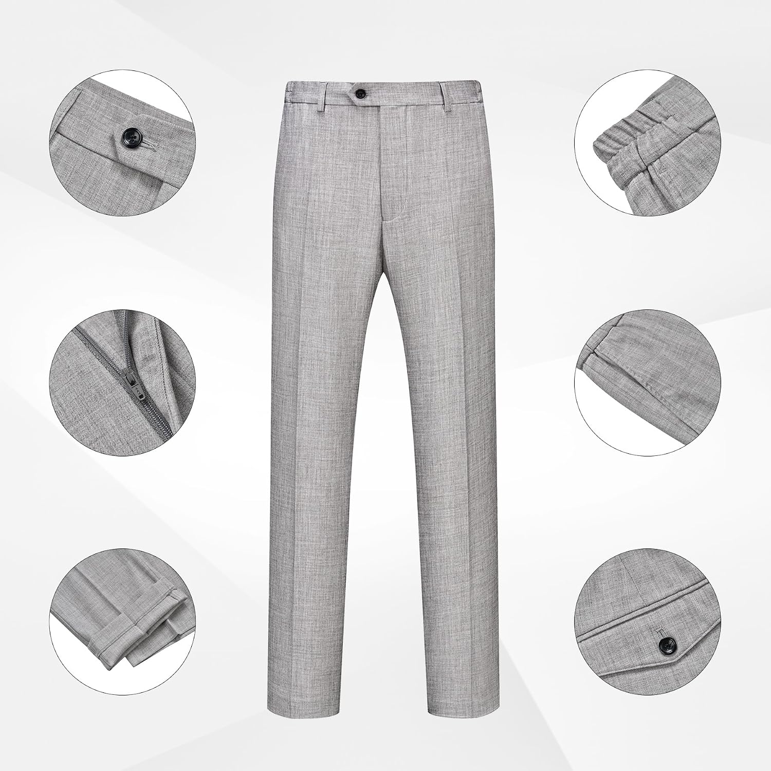 Detalle de WULFUL Men’s 2-Piece Slim Fit Suit Set (One-Button Blazer Jacket + Pants) for Parties, Weddings & Business