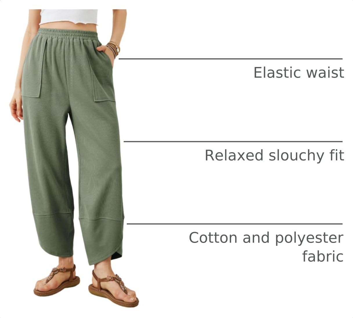 Detalle de Xiaoxuemeng Women's Baggy Wide Leg Palazzo Pants with Pockets