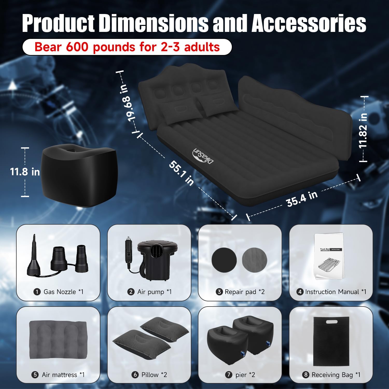 Detalle de DikaSun Car Air Mattress, 600-Pound Capacity