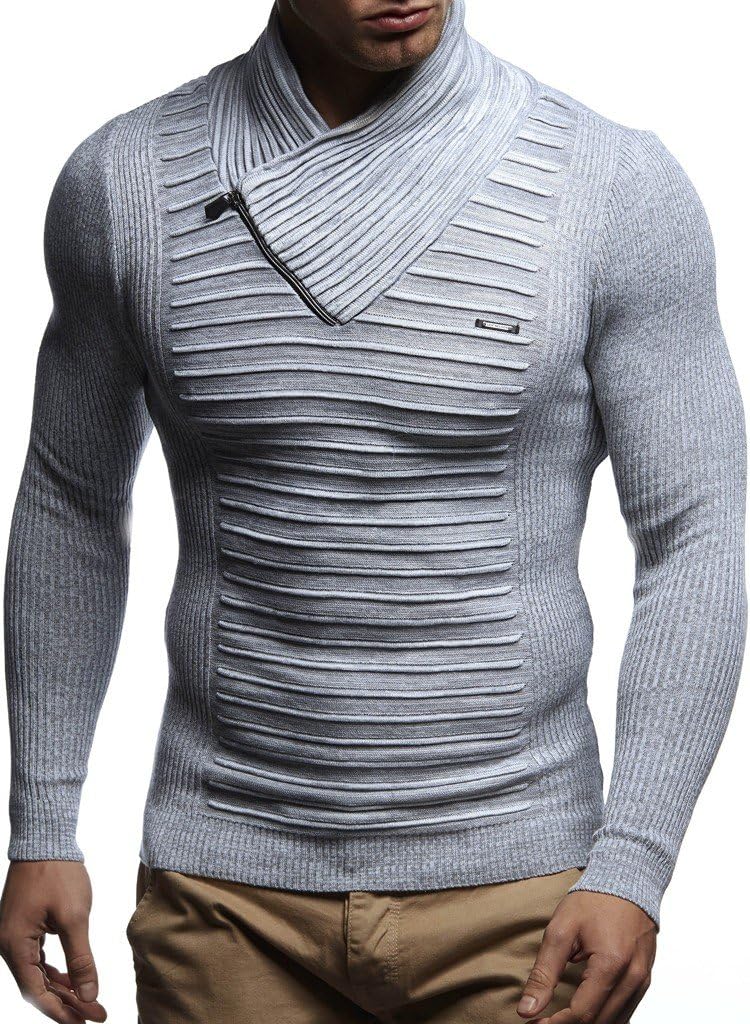 Detalle de Leif Nelson LN-1535: maglione uomo felpa con cappuccio, sciallatto e taglio sciancrato