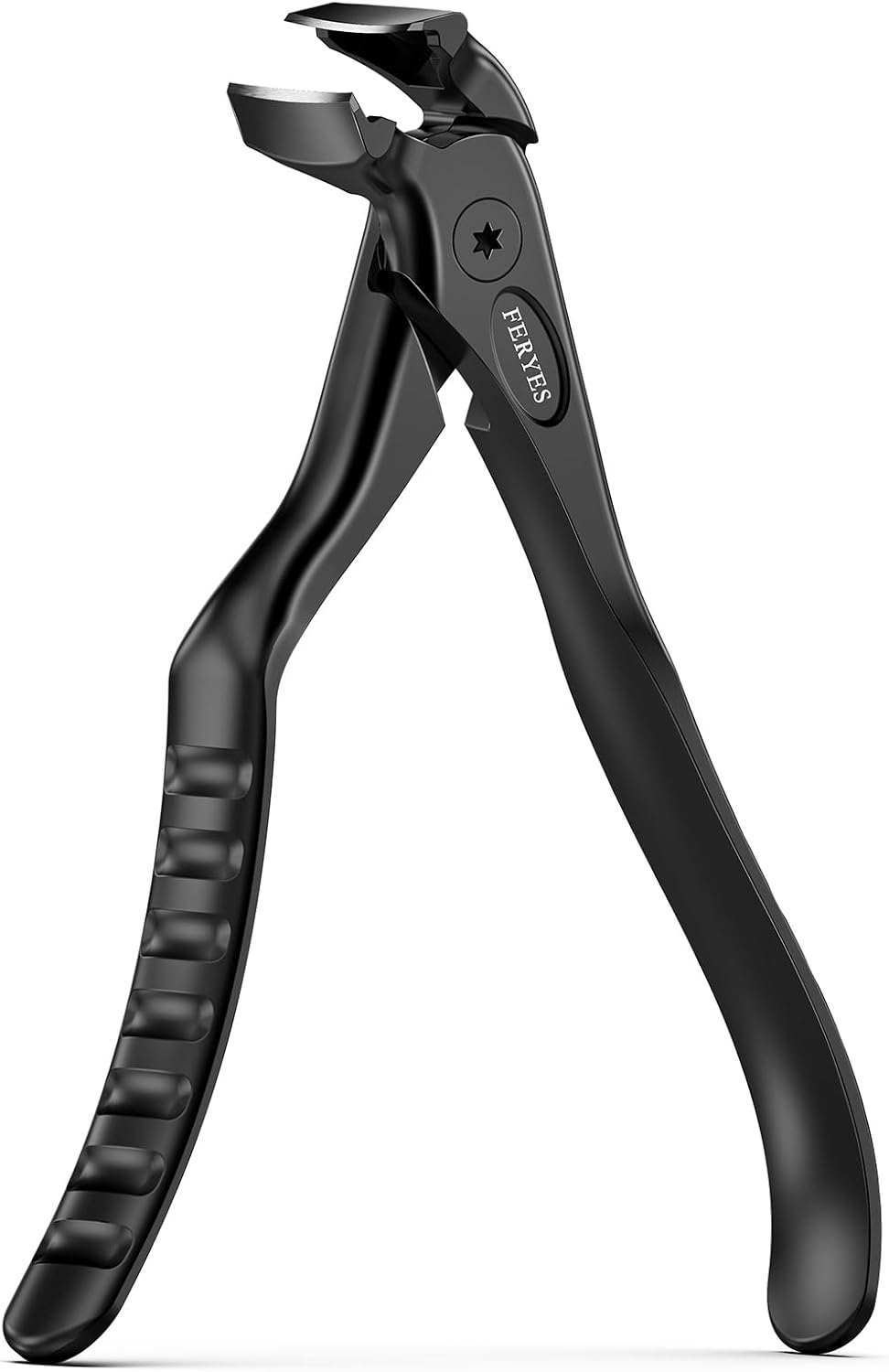 Detalle de FERYES Ergonomischer Zehennagelknipser mit langem Griff – rutschfest, winkelförmiger Hauptbogen, für Senioren und starke Nägel