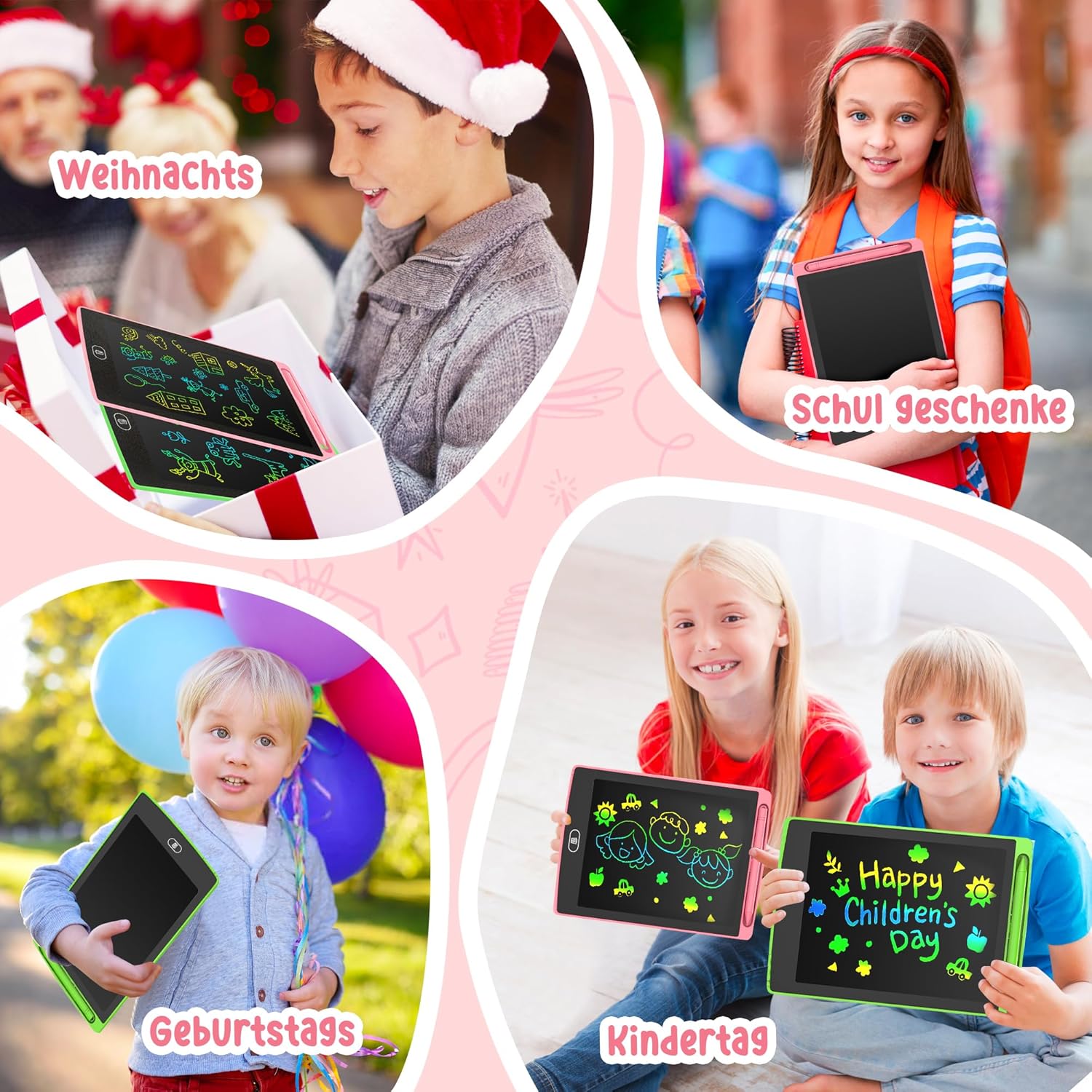 Thumbnail 6 de Kinder-LCD-Schreibtafel (8,5 Zoll) im 2er-Set – Maltafel zum Kritzeleien für 3–8 Jahre, Rosa/Grün