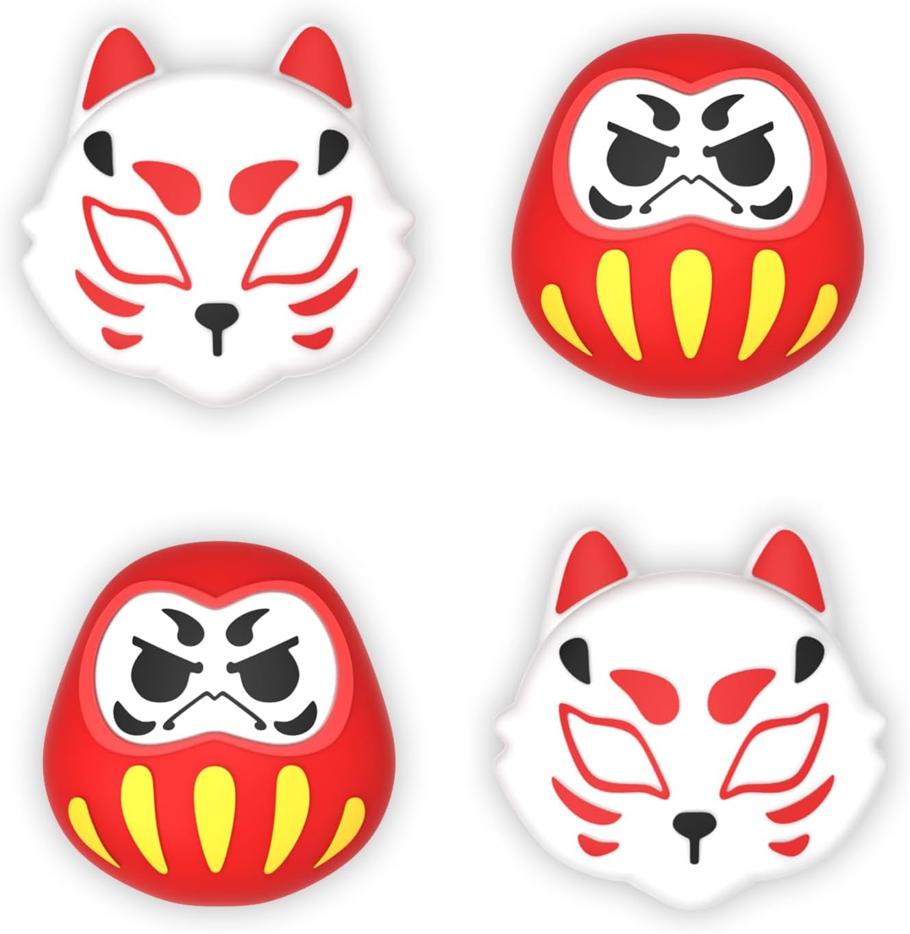 Detalle de PlayVital Thumb Grip Caps for Nintendo Switch / Switch Lite / Switch OLED Joy-Con (Daruma & Kitsune)