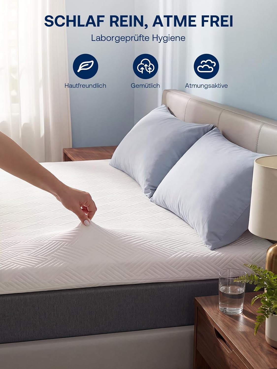 Detalle de Gel Matratzen Topper 180x200 cm – 6 cm Hoch, Gel-Memory-Schaum, atmungsaktiv, OEKO-TEX