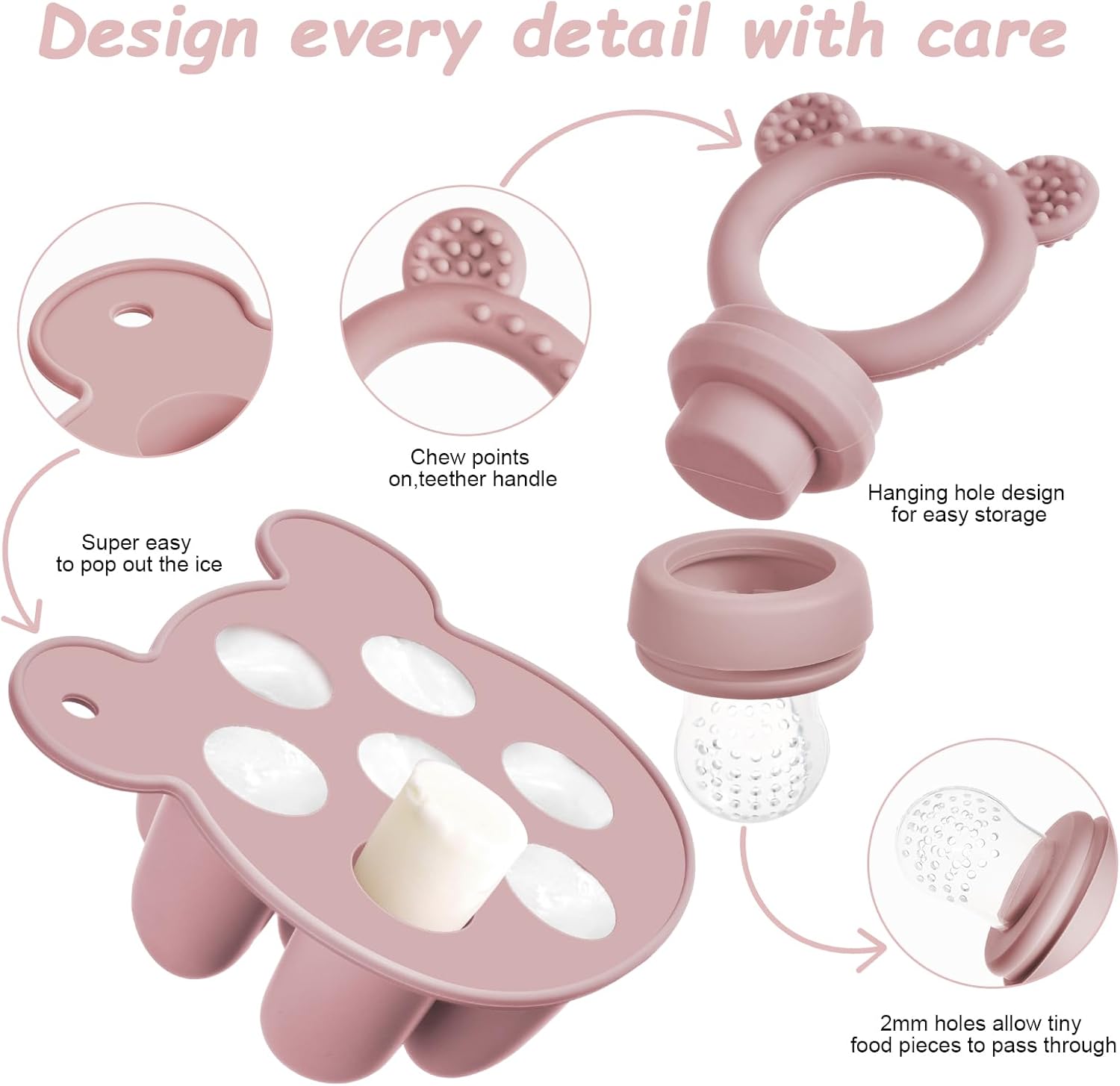 Detalle de Aolso Ciuccio Per Alimenti: stampo ghiaccioli in silicone e contenitori sicuri per omogeneizzati al frutto
