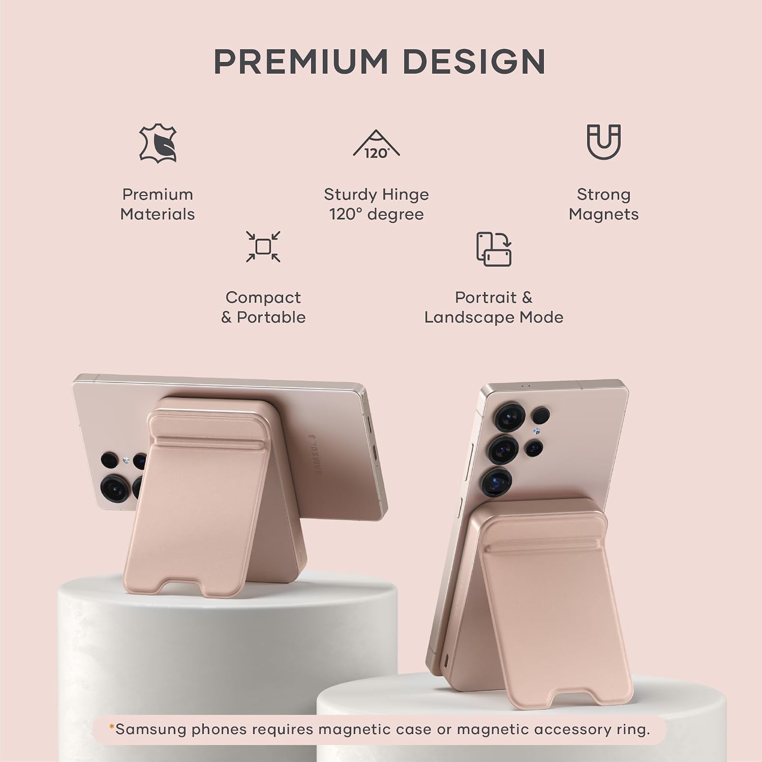 Detalle 2 de SATECHI OntheGo™ Power Bank MagSafe 10000mAh con supporto integrato e ricarica Qi2/ MagSafe (15W) – Rose