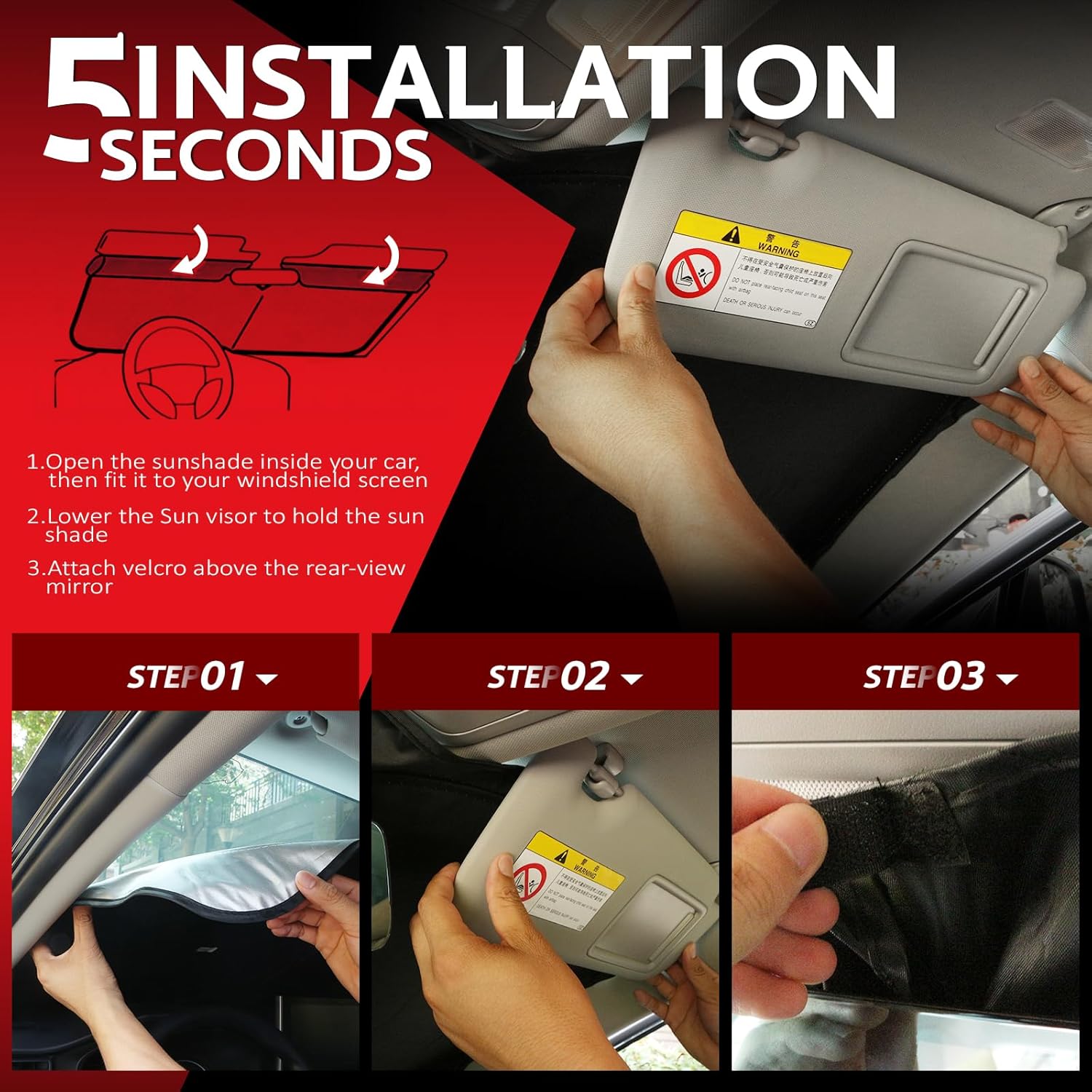 Thumbnail 4 de KAYZT Windshield Sun Shade for 2006-2011 BMW 3 Series — Custom Fit Front Window Shade