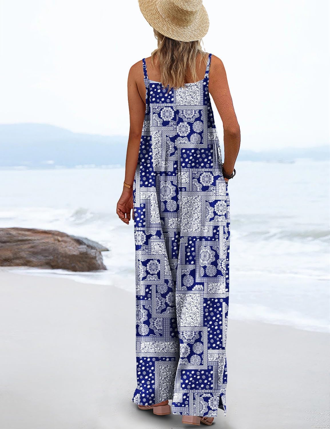 Detalle de YESNO Casual Summer Boho Floral Jumpsuit Romper for Women