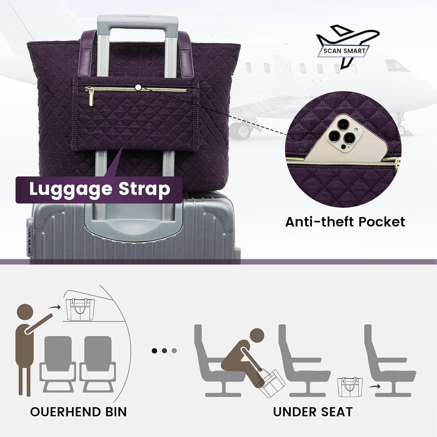 Thumbnail 5 de LOVEVOOK Laptop Bag 15.6-inch Purple Tote 💼