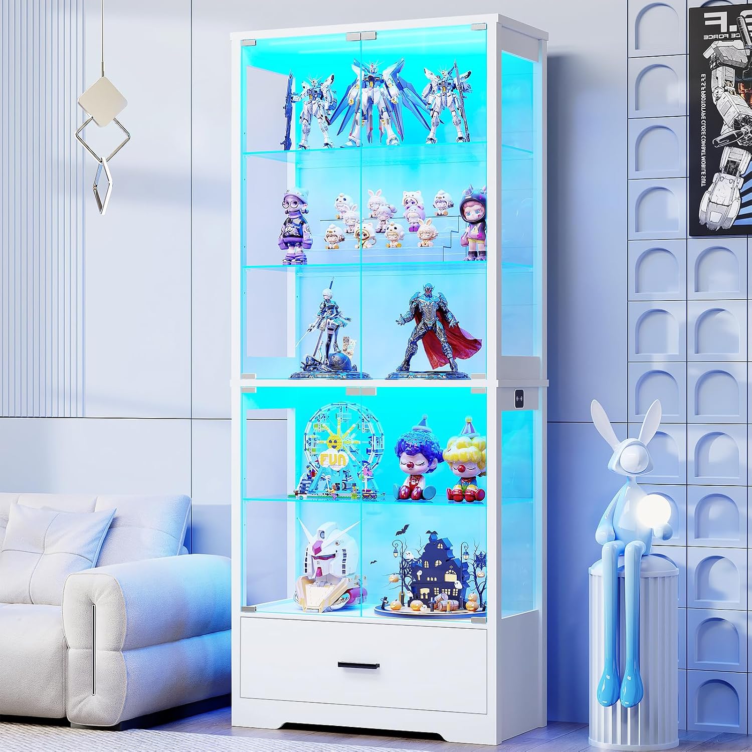 Detalle de BROTTAR 80093 Six-Tier Display Cabinet with Glass Doors and Three-Colour Lights