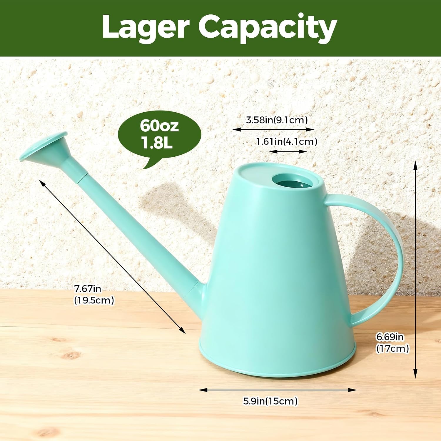 Thumbnail 1 de Bamworld 1.8L Watering Can with Long Spout for Indoor Plants