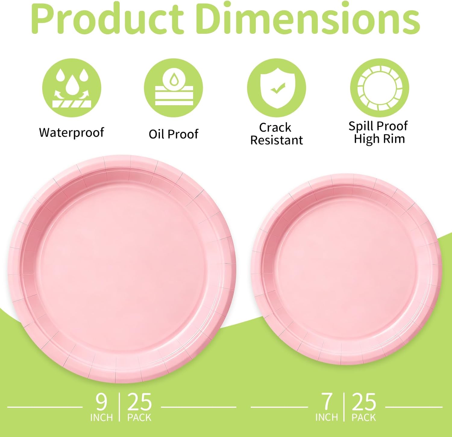 Detalle de LANLISA 50 Pcs Pink Paper Plates Disposable Set – 7" Dessert & 9" Dinner Plates for Parties