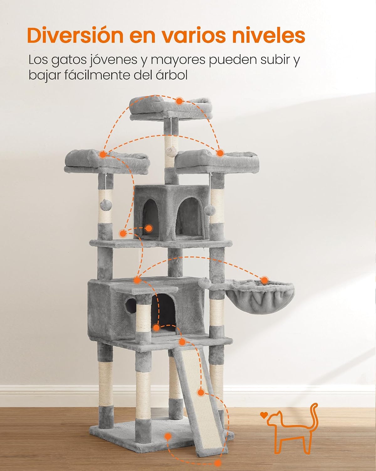 Detalle de Feandrea PCT019W01 Árbol para Gatos XXL 169 cm
