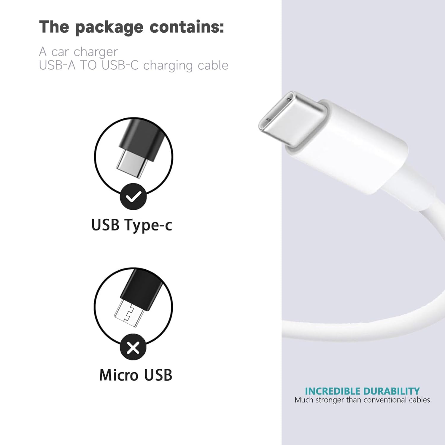 Detalle de 6FT CarPlay USB-C to USB Cable for iPhone and iPad — Durable, Fast-Charging Car Charger Cable