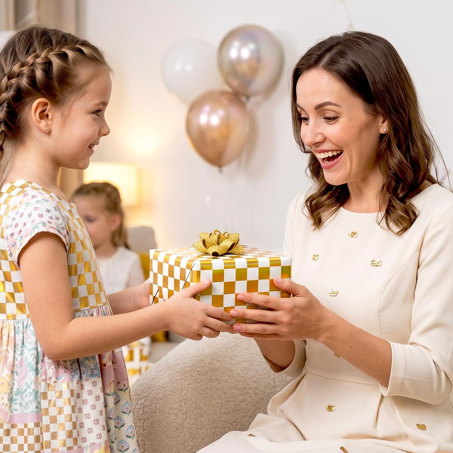 Detalle de MAYPLUSS Gingham Wrapping Paper, 17 in x 33 ft