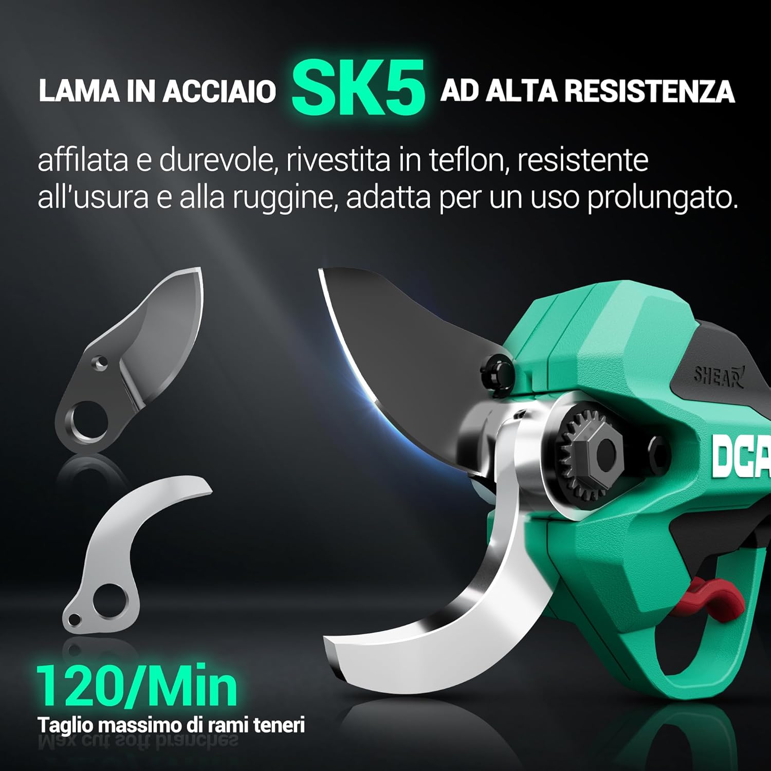 Thumbnail 5 de DCA Forbici portatili a batteria 20V brushless per potatura fino a 35 mm con lama SK5
