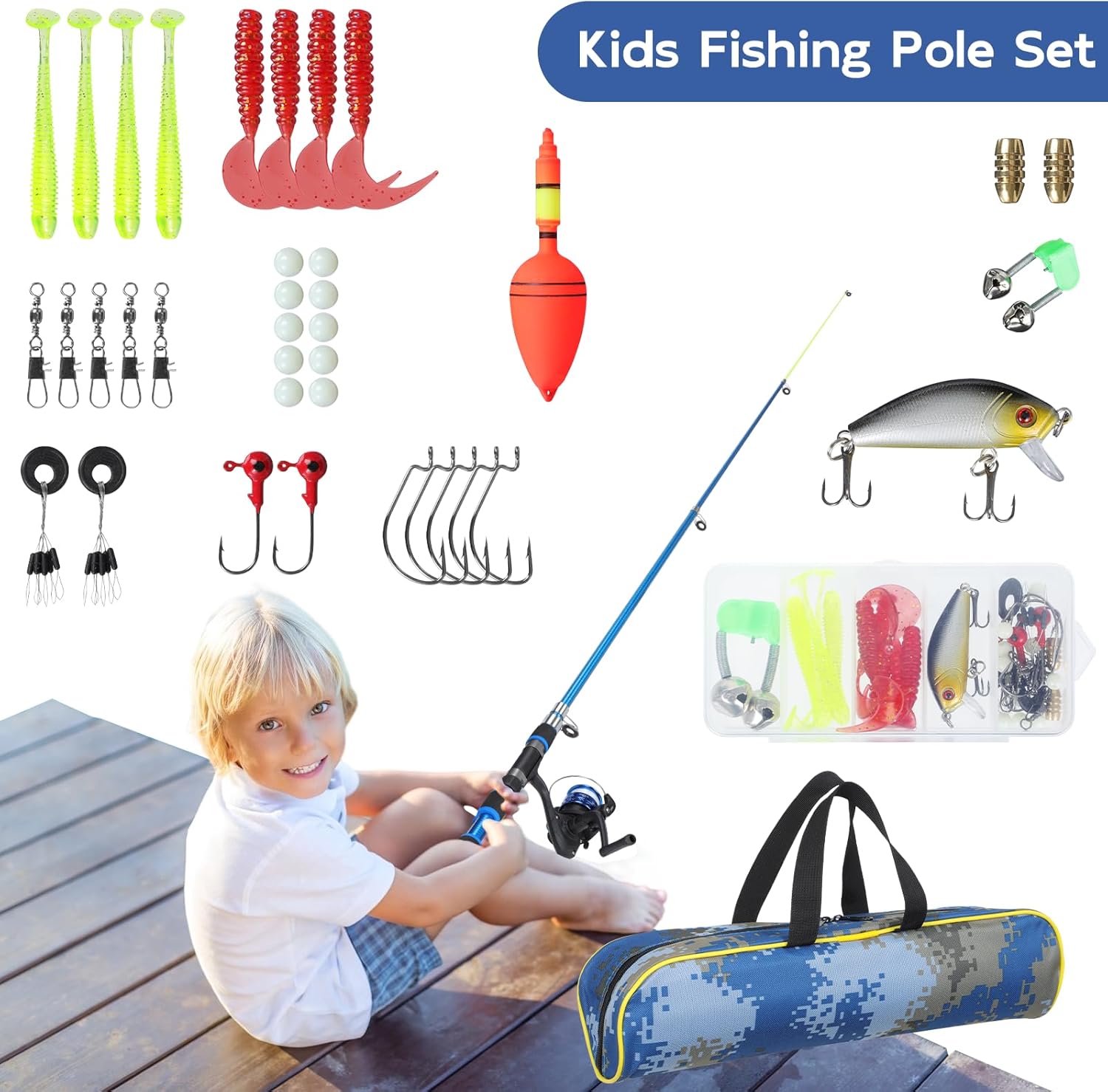 Thumbnail 4 de Axrye Kids Fishing Pole with Spinning Reels – Lightweight Telescopic Rod Set for Youth