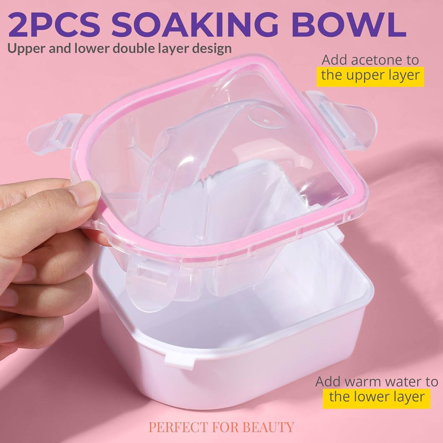 Detalle 2 de Teenitor 10Pcs Nail Soaking Bowl Kit: Dual-Purpose Soak Off Bowls with Cuticle Care Set